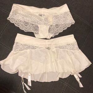 NWT Ivory lace Bridal set panty and garter belt